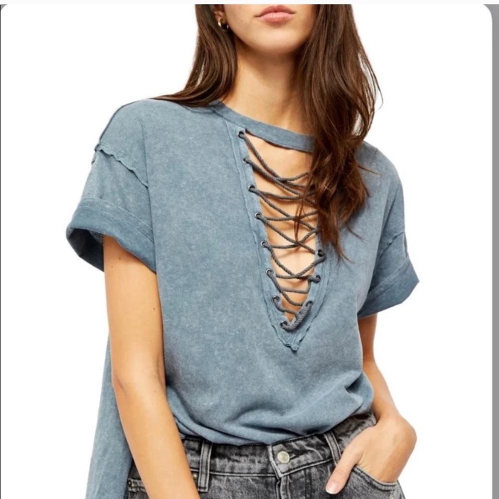 FREE PEOPLE Azalea Lace-Up Shirt BNWTS $78.00